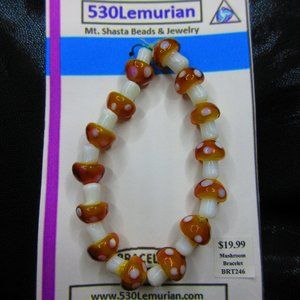 Glass Mushroom Shroom Jewelry Stretchy Bracelet